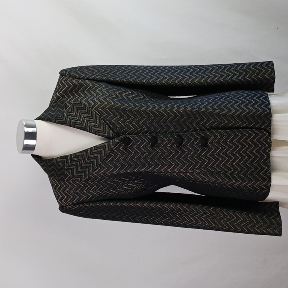 Valentino Black and Gold Chevron Striped Jacket.